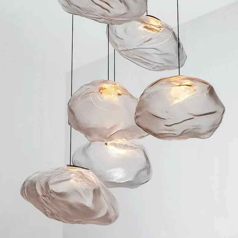 Led Chandelier Pebble Glass Pendant