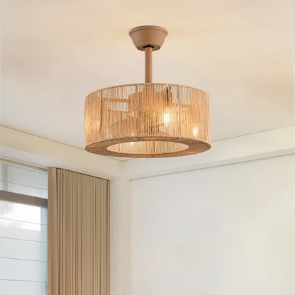 DecorBites™ Braided Rope Lantern Ceiling Fan Light: Reversible, Dimmable, 6-Speed Home Decor