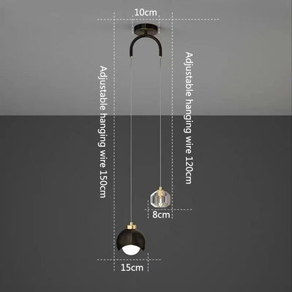 Modern Crystal Linear Pendant Light in Gold or Black