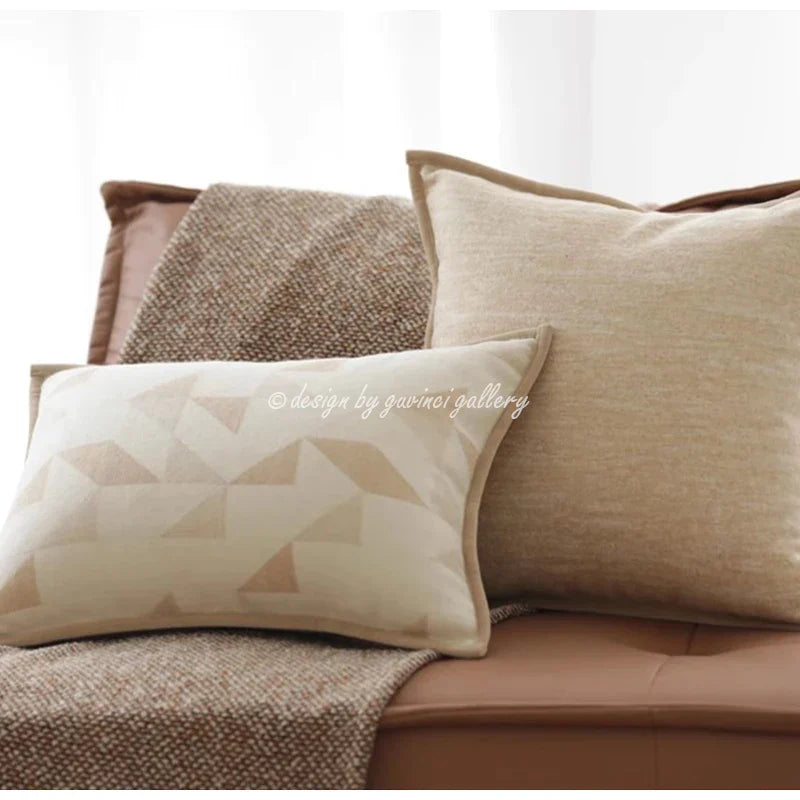 DecorBites™ Geometric Brown Leather Splicing Throw Pillow Cover 45x45cm Luxe Square Cushion Case
