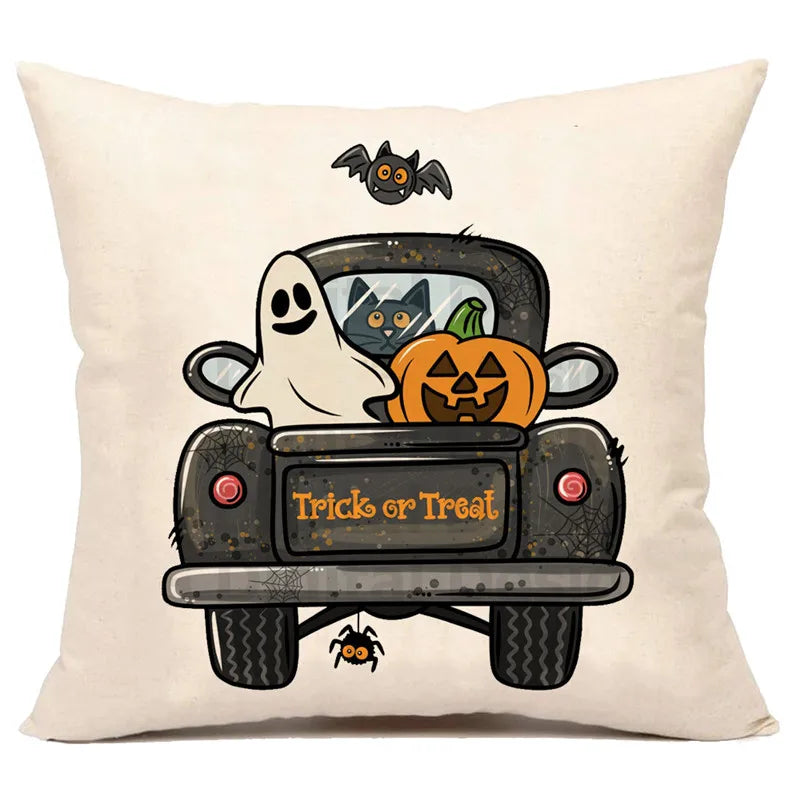 Linen Trick Treat Cushion Cover