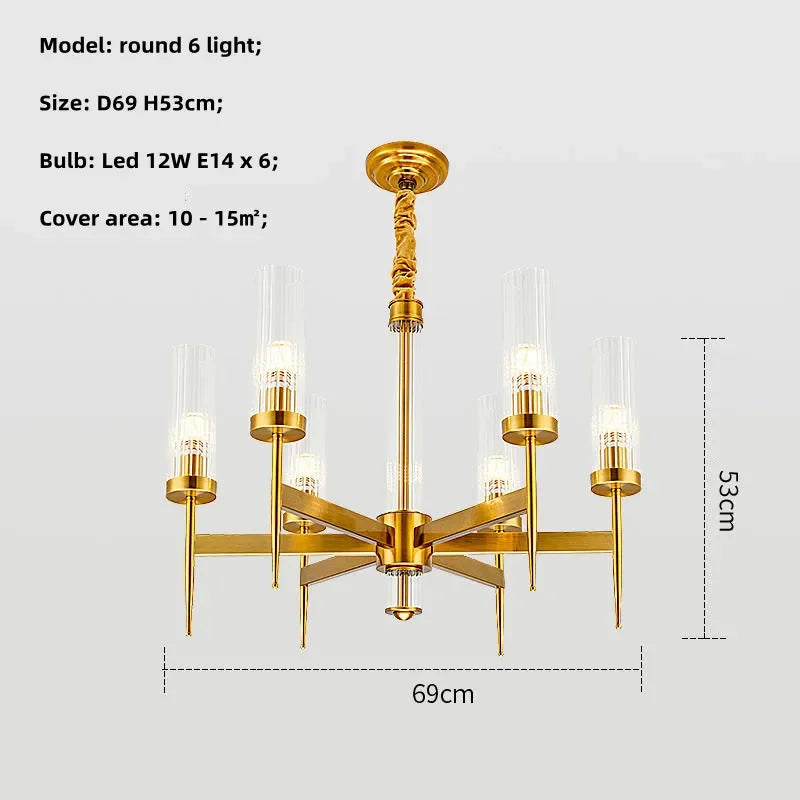 DecorBites™ Gold Metal Glass LED Pendant Lights Chain Hanging Lamp