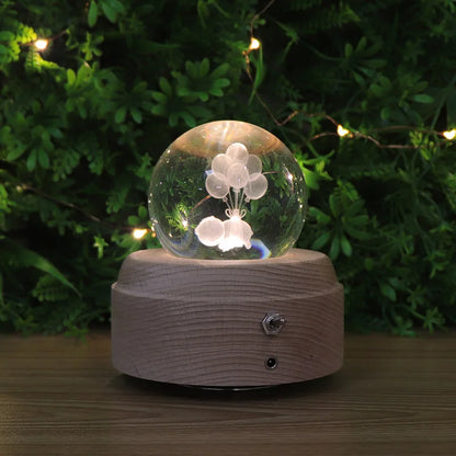 DecorBites™ Crystal Ball Music Box: Rotating Light Projection, Birthday & Valentine's Day Gift