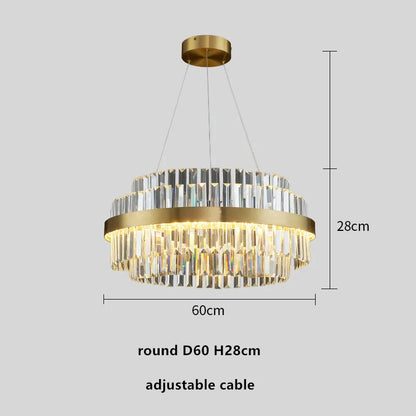 DecorBites™ Gold Metal Crystal Pendant Light - Dimmable LED Hanging Lamp