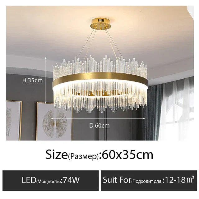 DecorBites™ Crystal LED Chandelier: Luxury Dimmable Pendant Light for Bedroom, Living, Dining Room