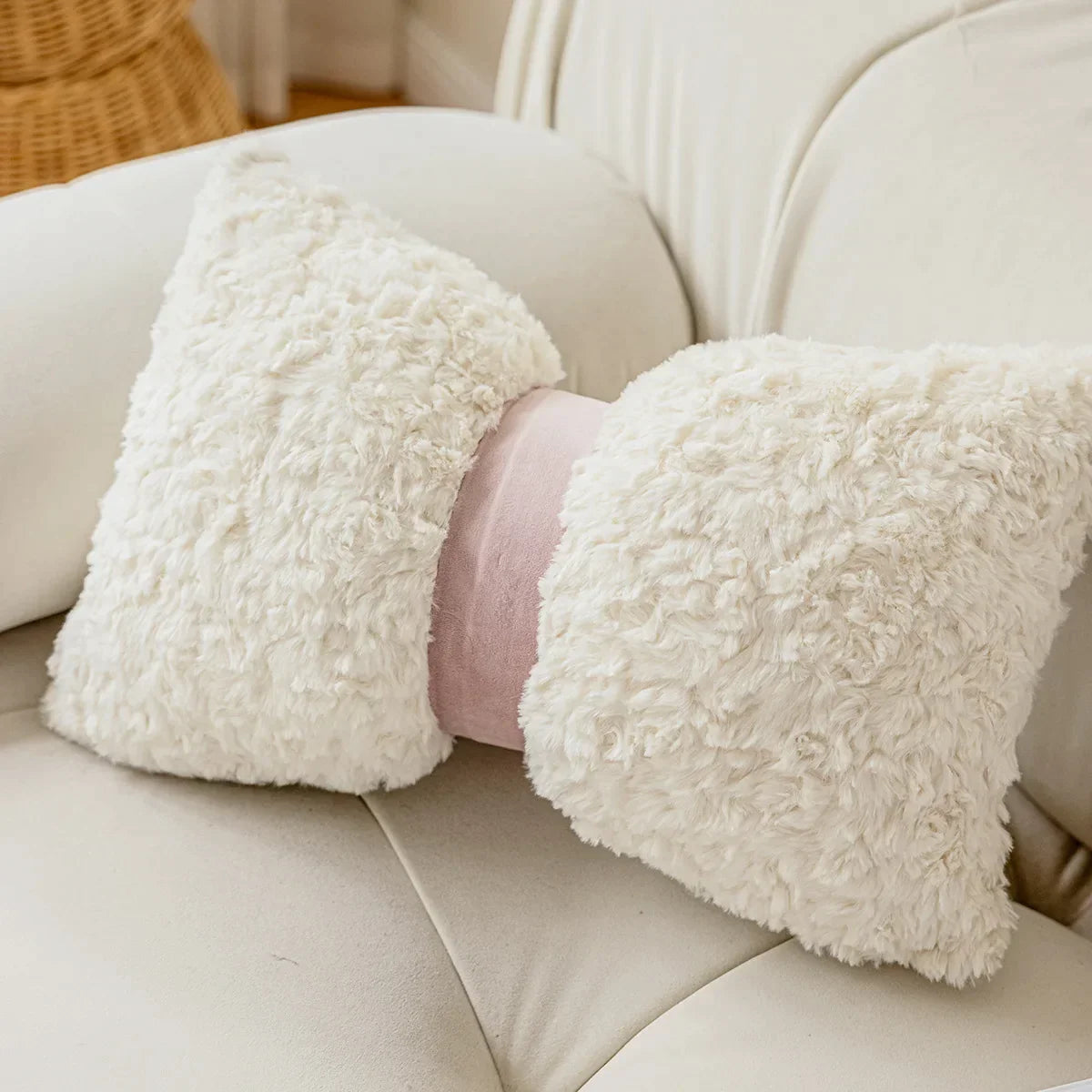DecorBites™ Geometric Embroidery Plush Cushion Cover Brown Decorative Sofa Pillow Case