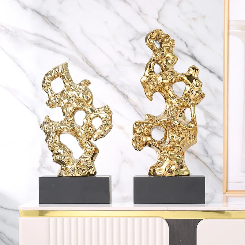 Gold Coral Stone Sculpture