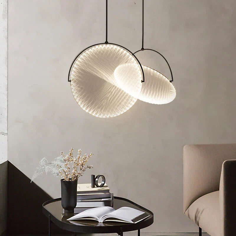 Ivory Fabric Drum Pendant