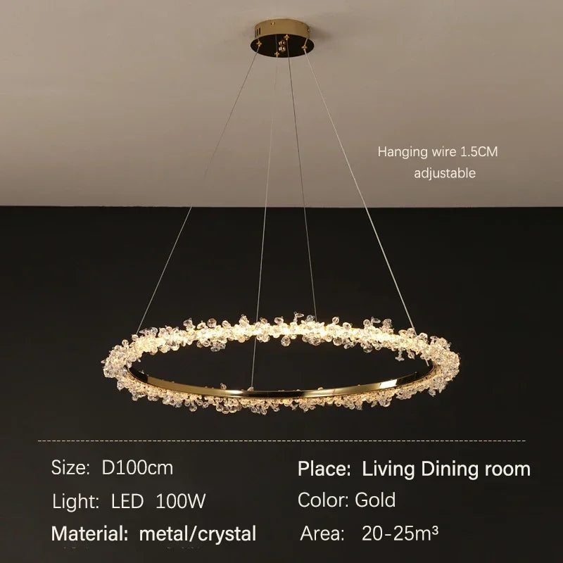 Nordic Crystal Halo Chandelier