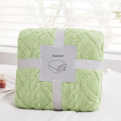 DecorBites™ Cozy Jacquard Plush Blanket: Soft Winter Sofa Throw, Office Travel Nap Shawl