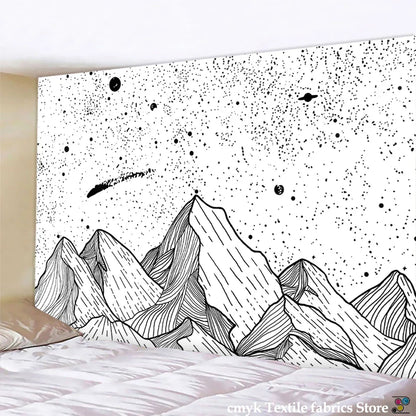 DecorBites™ Black & White Stars Mandala Tapestry - Home Decor