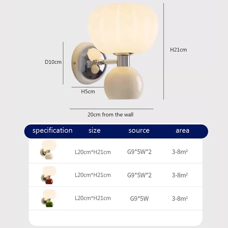DecorBites™ Cream Breeze Pumpkin LED Wall Sconces for Bedroom Living Room Dining Hallway