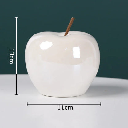DecorBites™ Glowing Ceramic Apple Statue for Desk Ornaments and Room Decor