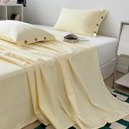 DecorBites™ Luxe Cotton Satin Stripe Bed Sheet Set with 2 Pillowcase