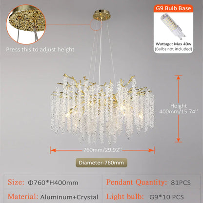 DecorBites™ Crystal Metal Chandelier: Elegant Luxury Hanging Lamp for Home Hotel Decor