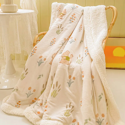 DecorBites™ Cozy Milk Velvet Cartoon Blanket for Single Bed, Student Dorm: Spring & Autumn Blanket
