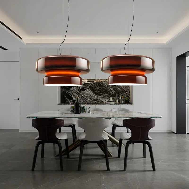 Green Glass Pendant Light Polished Steel 60cm