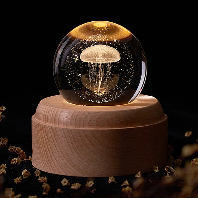 DecorBites™ Crystal Ball Music Box: Rotating Light Projection, Birthday & Valentine's Day Gift