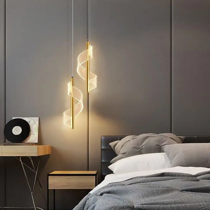 DecorBites™ Acrylic Spiral Pendant Lamp Bedroom Living Room Modern Nordic Drop Hanging Light