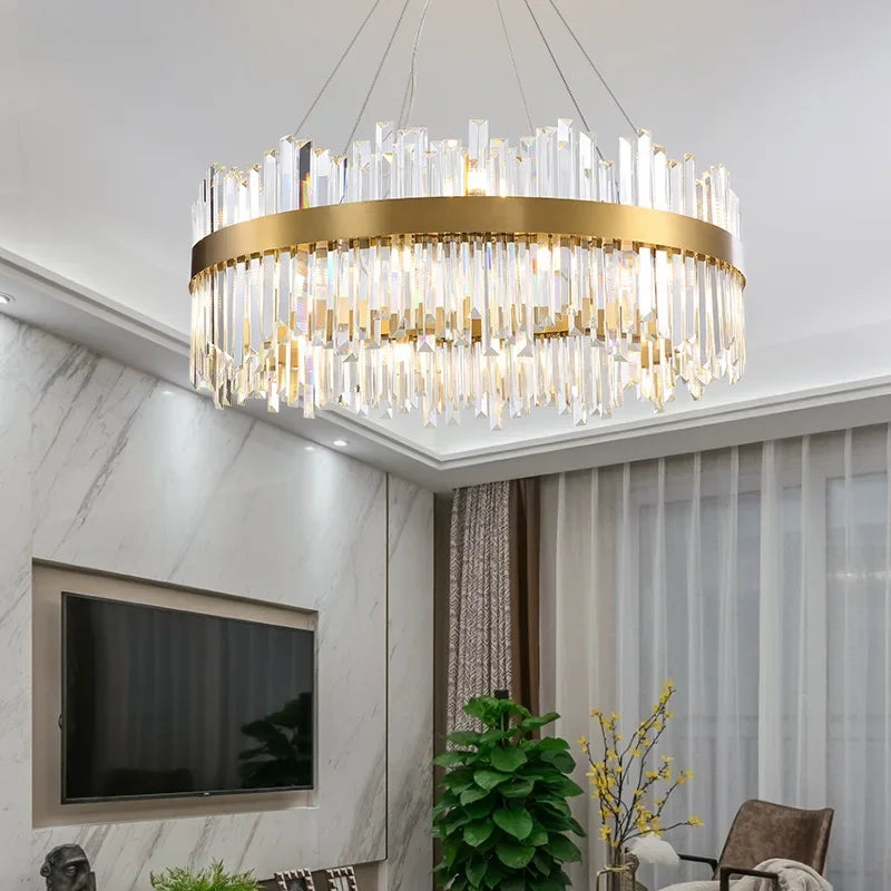 DecorBites™ Crystal Gold Ceiling Pendant Light for Living Room Dining Kitchen