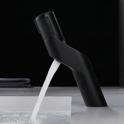 DecorBites™ Gold Basin Faucet: Single Handle Push-Button Mixer Tap for Bathroom, Brass Material