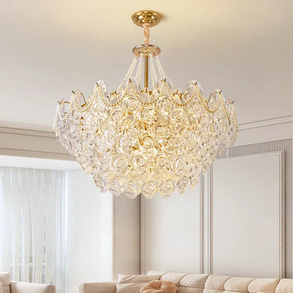 DecorBites™ French Chandelier Pearl Glass Rose 2024 Master Bedroom Lighting