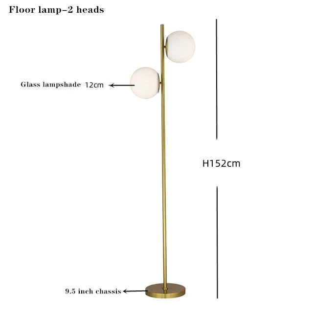 DecorBites™ Glass Ball Metal Floor Lamp - LED Lighting for Bedroom and Study