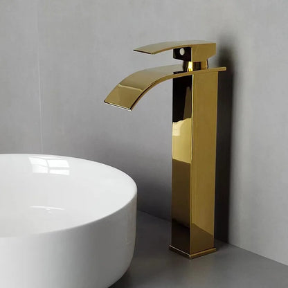 DecorBites™ Gold Bathroom Faucet: Brass Rose Gold Basin Waterfall Mixer Tap