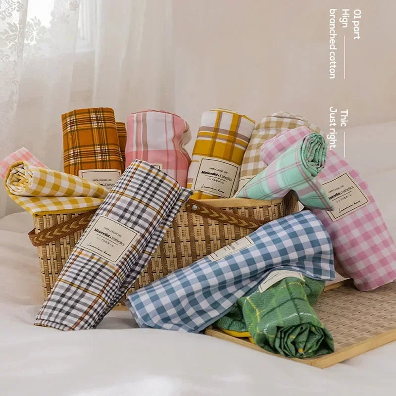 Cotton Grid Print Quilt Cover