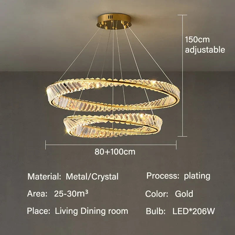 Crystal Gold Pendant Chandelier