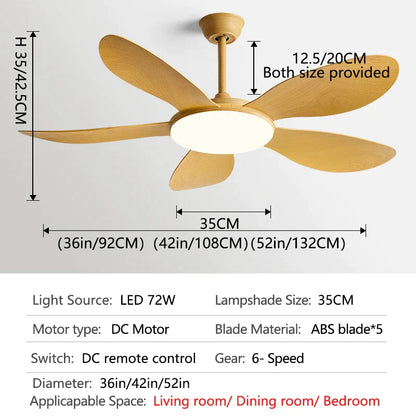 DecorBites™ Black DC Ceiling Fan Light Strong Wind Indoor Electric Fan 2023