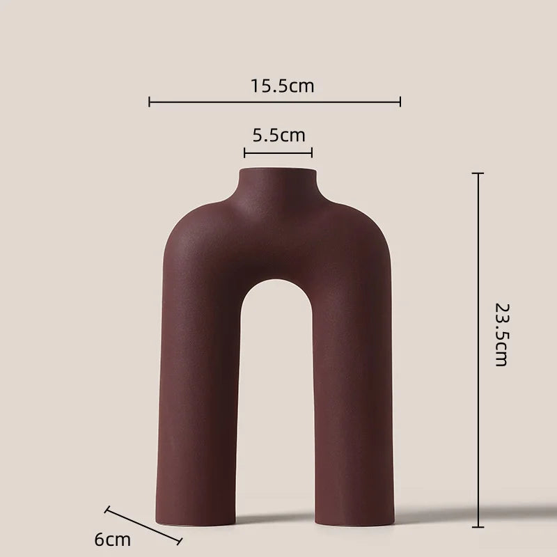 DecorBites™ Geometric Ceramic Vase: Hollowed-out Letters Flower Arrangement Home Decor