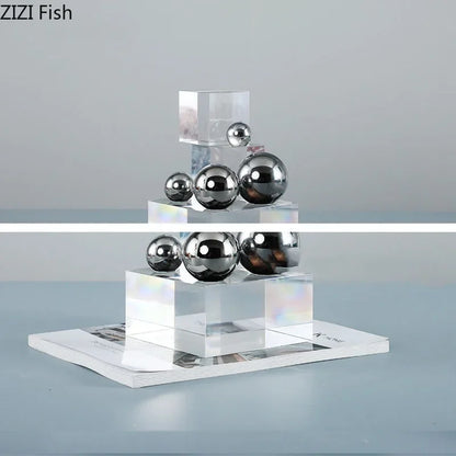 DecorBites™ Crystal Ladder Silver Ball Desk Ornament Geometric Block Room Decor