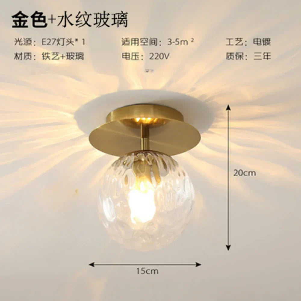 Gold Ball Glass Ceiling Lamp