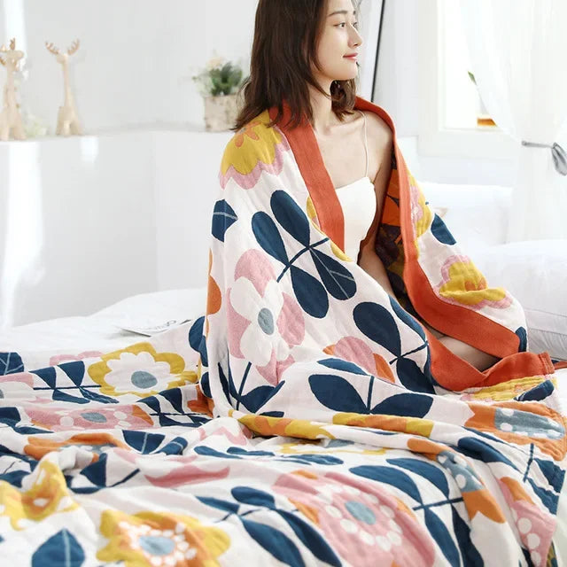 DecorBites™ Double Gauze Cotton Summer Blanket - Lightweight & Breathable