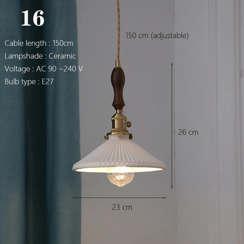 Japanese Ceramic Pendant Light With Copper Finish
