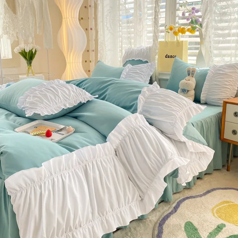 Solid Cotton Lace Bedding