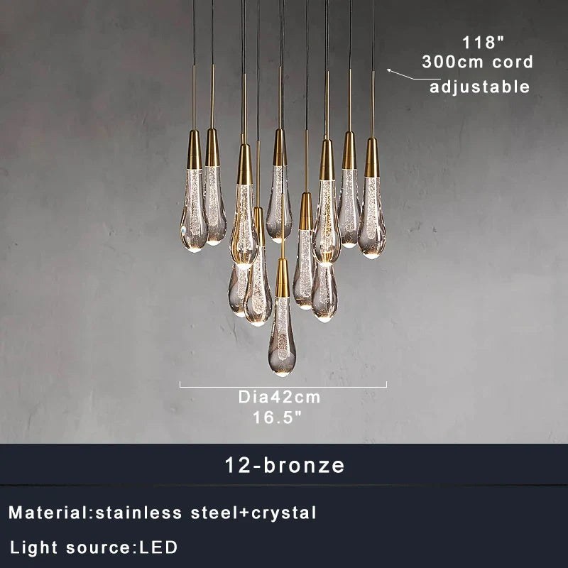 DecorBites™ Crystal Water-drop Ceiling Chandelier: Elegant Dining Table Lighting Fixture