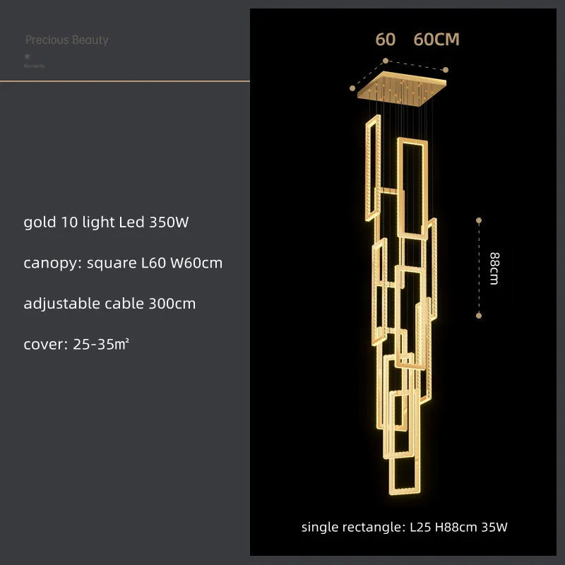 DecorBites™ Crystal LED Pendant Light Luxury Stairs Lustre Modern Lighting Fixture