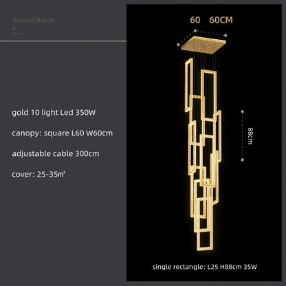 DecorBites™ Crystal LED Pendant Light Luxury Stairs Lustre Modern Lighting Fixture