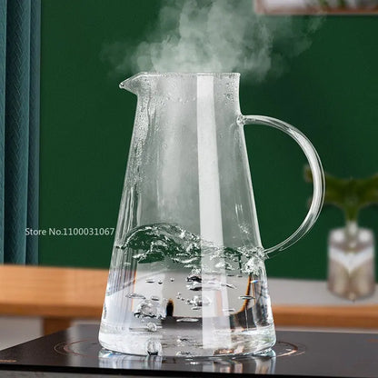 DecorBites™ Glass Pitcher - Large Heat-Resistant Borosilicate Jug with Stainless Steel Lid