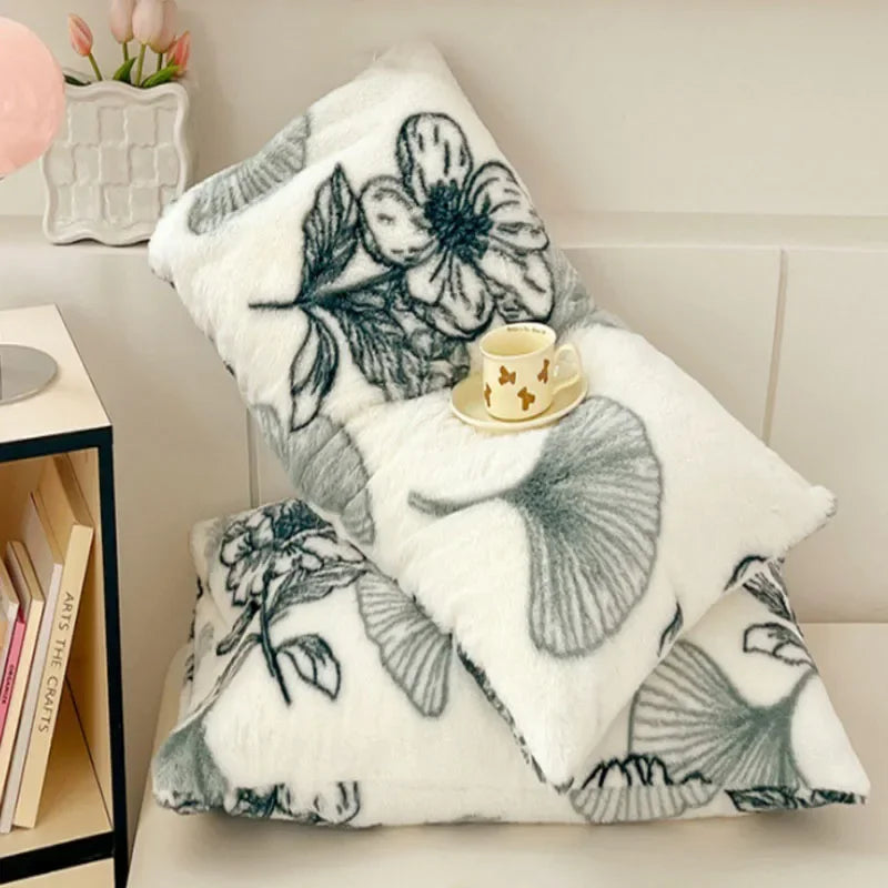 DecorBites™ Cozy Winter Plush Pillowcase: Nordic Printed Milk Velvet Soft Home Decor