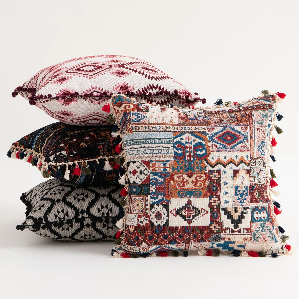 DecorBites™ Ethnic Boho Throw Pillow Covers for Couch - Bohemian Farmhouse Decor