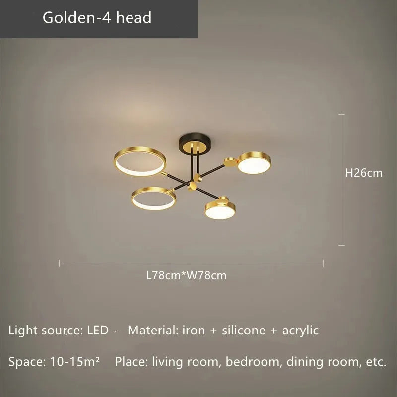 DecorBites™ Gold Frame LED Ceiling Lamp - Remote Control Dimmable Chandelier