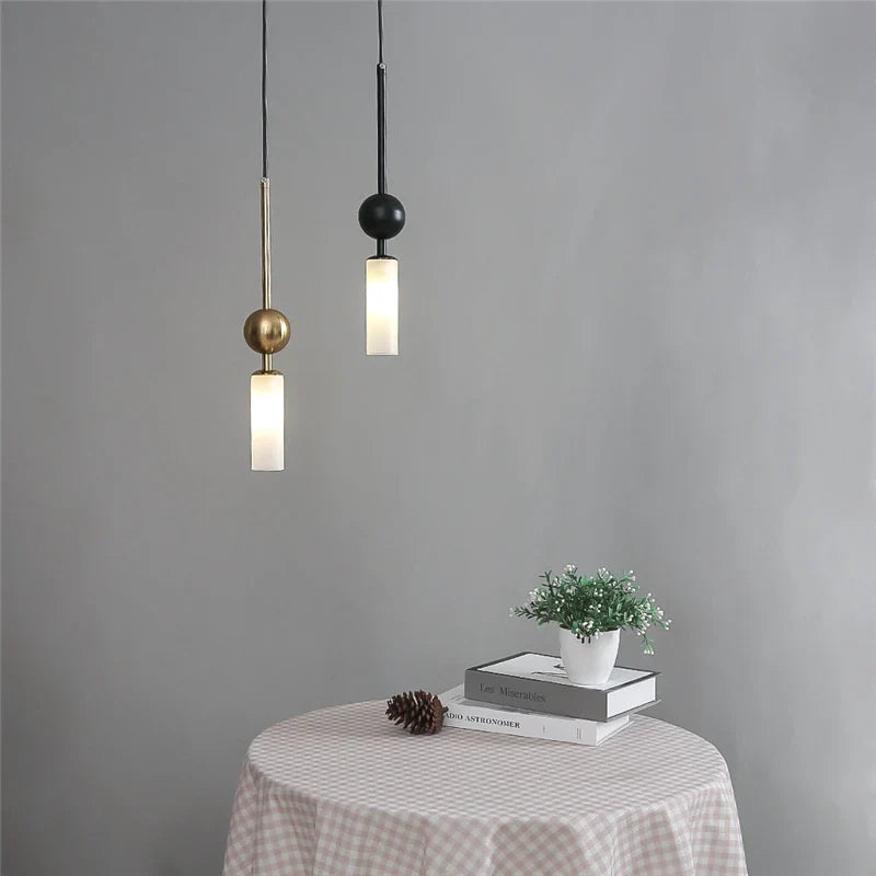Nordic Gold and Black Glass Pendant Light