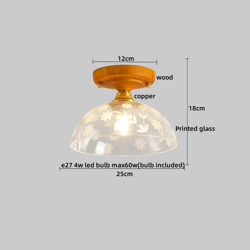 DecorBites™ Copper Wood LED Ceiling Lamp Modern Indoor Lighting Fixtures