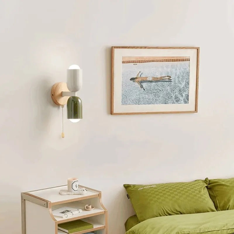 DecorBites™ Cream Zipper Wooden Wall Lamp for Bedroom Living Room Hallway Illumination