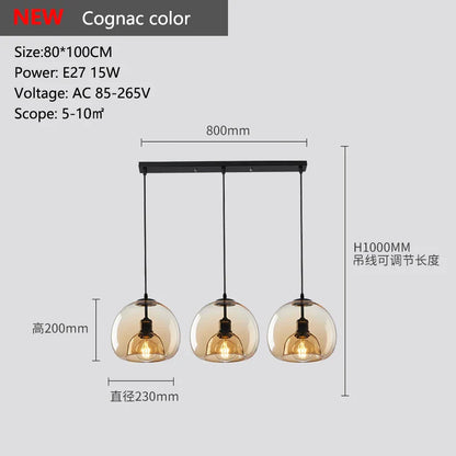 DecorBites™ Glass Pendant Lights: Stylish LED Chandeliers for Dining Room, Kitchen, and Restaurant Tables