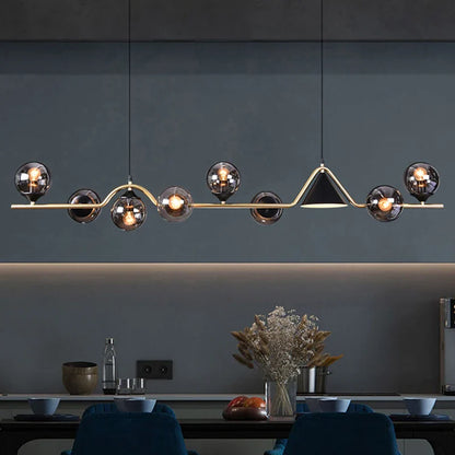 Nordic Glass Globe Pendant Chandelier in Smoky Grey