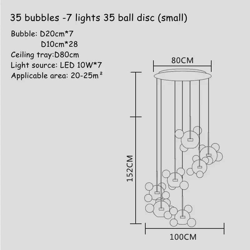 DecorBites™ Glass Bubble Chandelier: Modern Art Deco Customized Indoor Decor Light